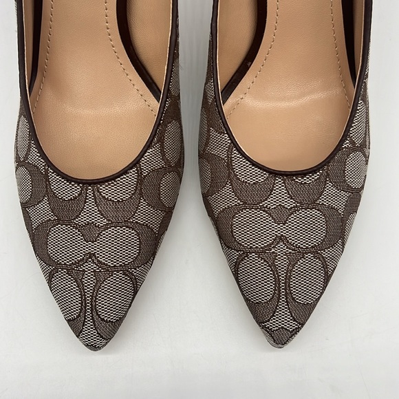 Coach Skyler Monogram Jacquard Pumps Oak Maple - Picture 8 of 15